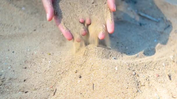 Woman Playing Sand Beach Woman Arm Beach Ocean Sea Love — Stock Video