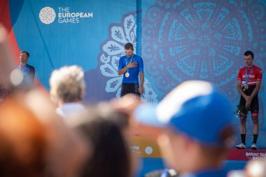 Minsk, Beyaz Rusya - 23 Jun 2019: Erkekler yol yarışı