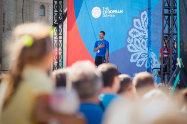 Minsk, Beyaz Rusya - 23 Jun 2019: Erkekler yol yarışı