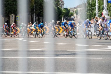 Minsk, Beyaz Rusya - 23 Haziran 2019: Erkekler yol yarışı.