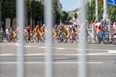Minsk, Beyaz Rusya - 23 Haziran 2019: Erkekler yol yarışı.