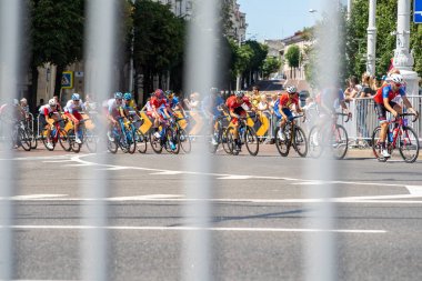 Minsk, Beyaz Rusya - 23 Haziran 2019: Erkekler yol yarışı.