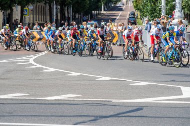 Minsk, Beyaz Rusya - 23 Haziran 2019: Erkekler yol yarışı.