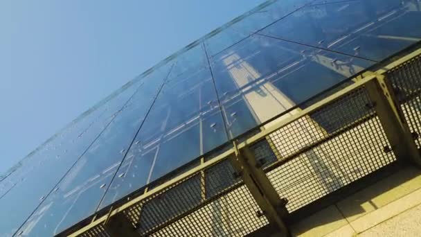 Glass Curtain Facade Wall Construction Fasteners Elements Spider Glass System — Stock Video