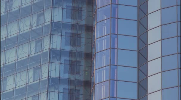 Ascenseur Verre Descendant Façade Vitrée Gratte Ciel Rideau Verre Façade — Video