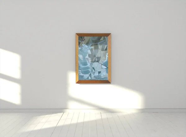 白いウォルに空の木製の額縁を持つインテリア空の部屋 — ストック写真