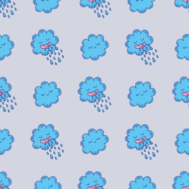 Bulutlar desenle şirin çizilmiş sonsuz doodle