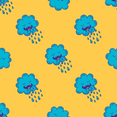 Bulut, güneş ve rainbow ile şirin sorunsuz vektör desen