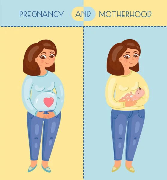 Embarazo Maternidad Lindo Vector Ilustración — Archivo Imágenes Vectoriales