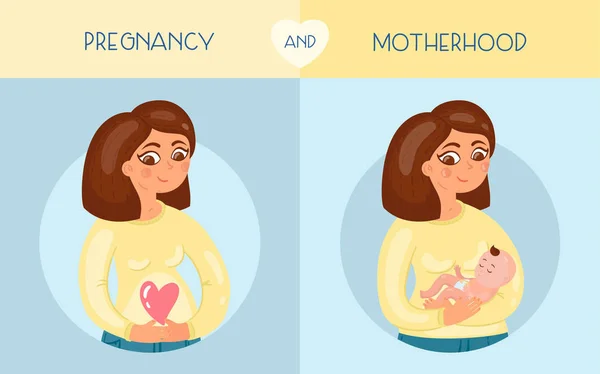 Graviditet Och Moderskap Söt Vektorillustration — Stock vektor