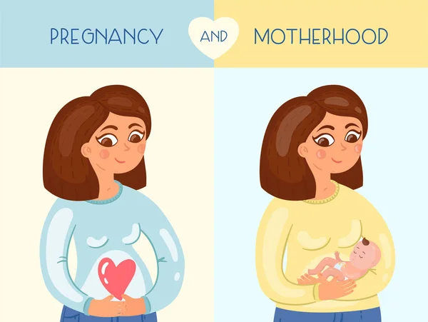 Беременность Материнство Симпатичная Векторная Иллюстрация — стоковый вектор