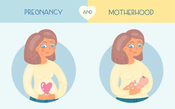 Embarazo Maternidad Lindo Vector Ilustración — Vector de stock