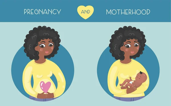 Schwangerschaft Und Mutterschaft Niedliche Vektorillustration — Stockvektor