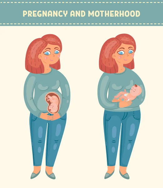 Embarazo Maternidad Lindo Vector Ilustración — Archivo Imágenes Vectoriales