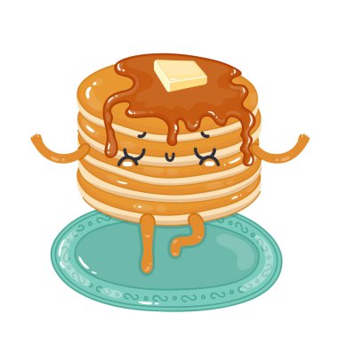 Karakter yığın krep akçaağaç şurubu ve tereyağı ile