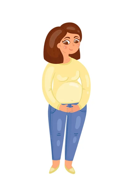 Cute Pregnant Girl Vector Illustration Illustration Great Postcards Communication Pregnancy — Stock Vector