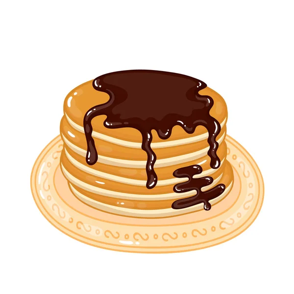 Pancakes Chocolate Syrup — Stock Vector