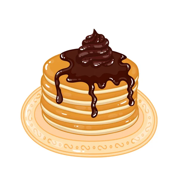 Çikolata şurubu ve çikolata şanti creamrup ve çikolatalı krem şanti çikolata sypancakes ile Pancakes