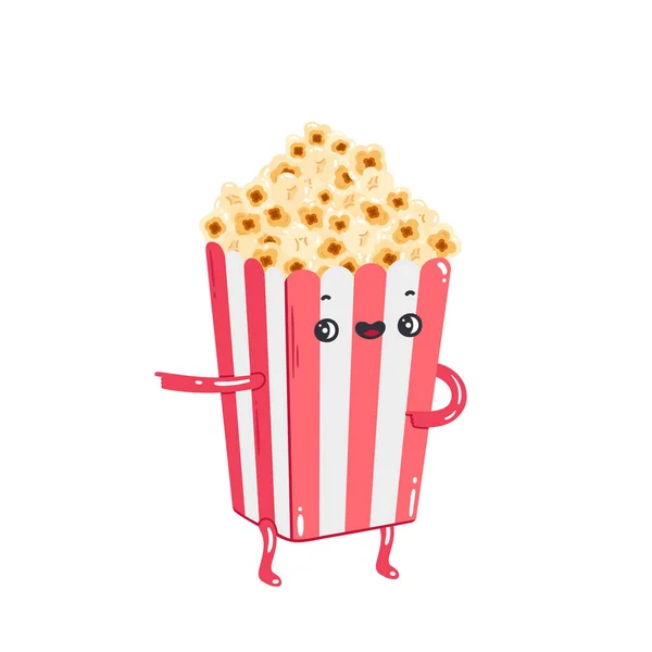 Popcorn Cute Vector Character — Stock Vector