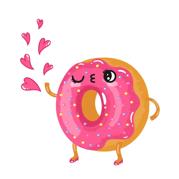 Ilustração Vetorial Lindo Donut Personagem Desenho Animado Imagem Adequada Para —  Vetores de Stock