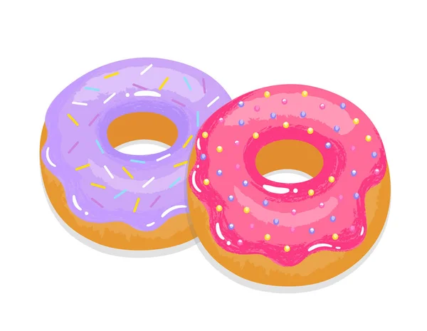 Deliciosas Rosquillas Apetitosas Con Esmalte Aspersión Ilustración Vectorial — Vector de stock