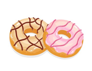  Sır ve yağmurlama ile lezzetli iştah açıcı çörek. Vektör çizim