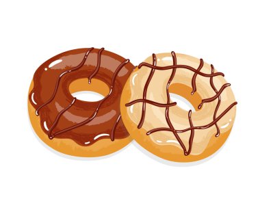  Sır ve yağmurlama ile lezzetli iştah açıcı çörek. Vektör çizim