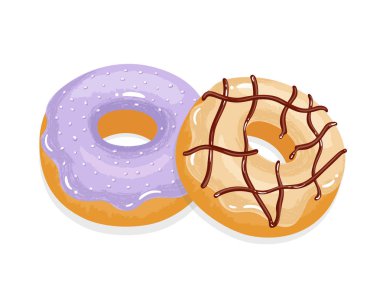  Sır ve yağmurlama ile lezzetli iştah açıcı çörek. Vektör çizim