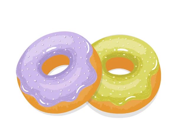 Deliciosas Rosquillas Apetitosas Con Esmalte Aspersión Ilustración Vectorial — Vector de stock