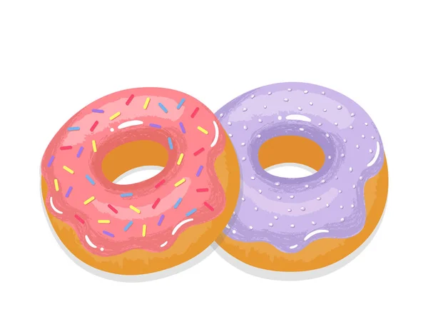 Deliciosas Rosquillas Apetitosas Con Esmalte Aspersión Ilustración Vectorial — Vector de stock