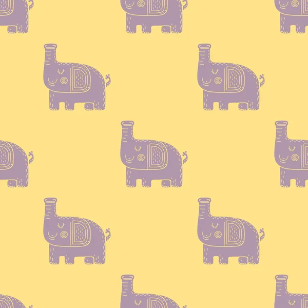 Delizioso Modello Vettoriale Senza Cuciture Infantile Con Elefanti Stile Scandinavo — Vettoriale Stock