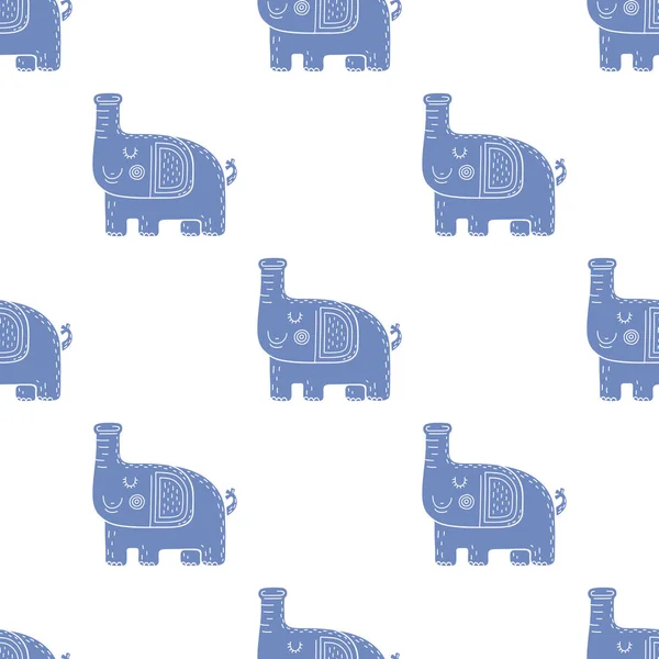 北欧スタイルの象で素敵な幼稚なシームレス パターン — ストックベクタ