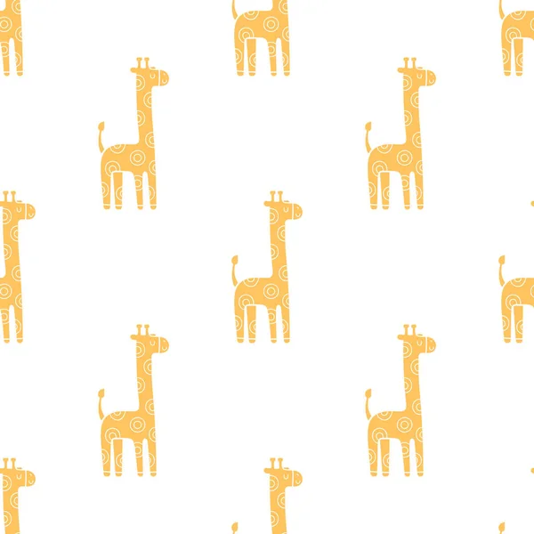 斯堪的纳维亚风格的长颈鹿可爱幼稚的无缝矢量模式 — 图库矢量图片