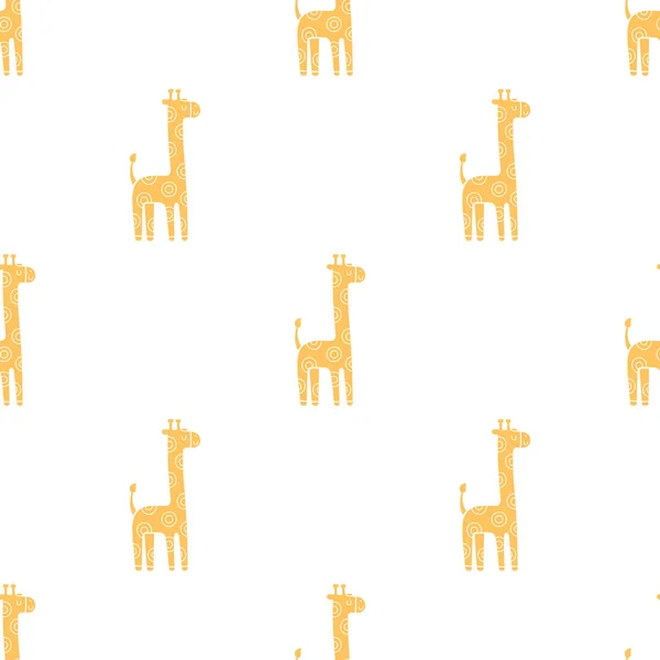 斯堪的纳维亚风格的长颈鹿可爱幼稚的无缝矢量模式 — 图库矢量图片