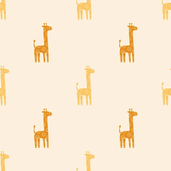 Beau Motif Vectoriel Sans Couture Enfantin Avec Girafes Dans Style — Image vectorielle