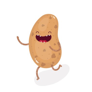 Beyaz bir arka plan üzerinde şirin doodle patates karakter. İzole vektör çizim