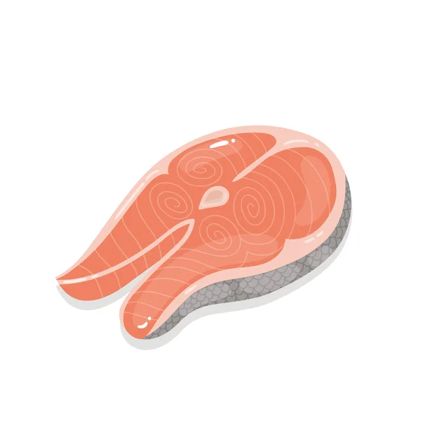 Filete Salmón Sobre Fondo Blanco Ilustración Vectorial Aislada — Vector de stock