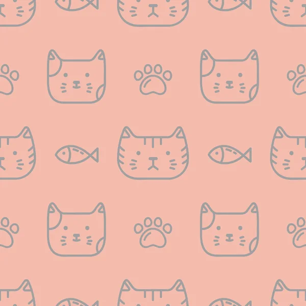 고양이의 아이콘 귀여운 패턴입니다 패턴은 동물가 — 스톡 벡터