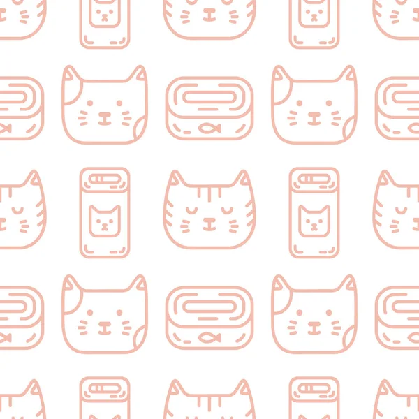 猫の落書き線アート アイコンかわいいトレンディなシームレス パターン パターンはペット ショップに最適です — ストックベクタ