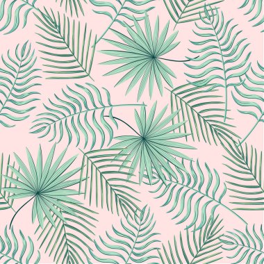 Tropikal yapraklarla kusursuz desen.