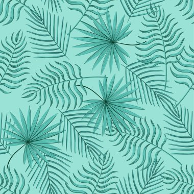 Tropikal yapraklarla kusursuz desen.