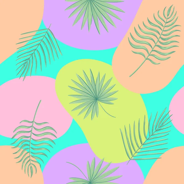 Motif sans couture tendance avec des feuilles tropicales — Image vectorielle