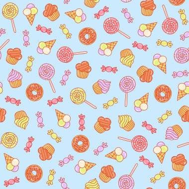 Goodies ile sevimli vektör pastel desen