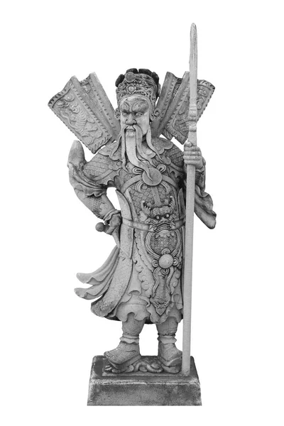 Chinese warrior stone sculpture at Wat Pho, Chinese Figures decorating in courtyards made by Chinese craftsman and imported to Thailand during Chinese-Thai junk trade between 1824-1851. Clipping path