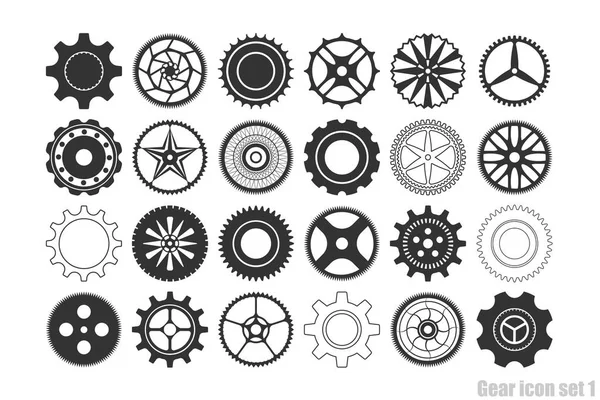 Juego Iconos Engranajes Ruedas Dentadas Transmisión Engranajes Vector — Archivo Imágenes Vectoriales