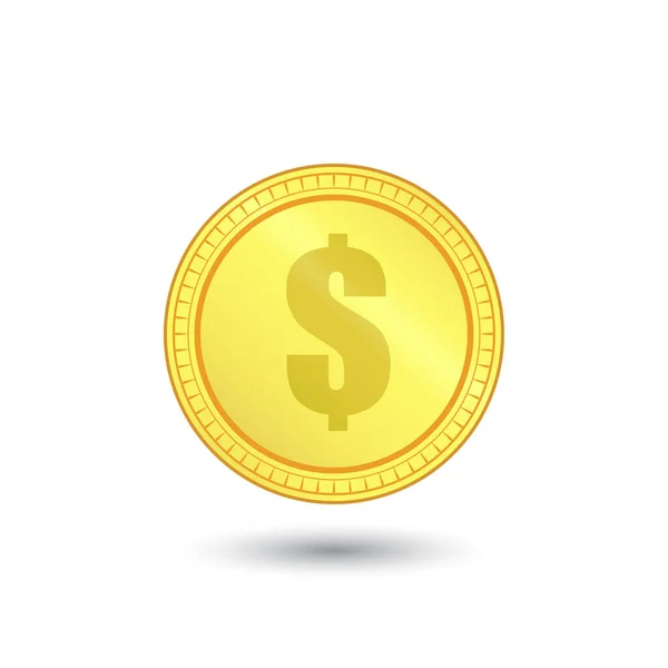 Gold Coin Dollar Sign Surface Money Asset Concept — Stock Vector