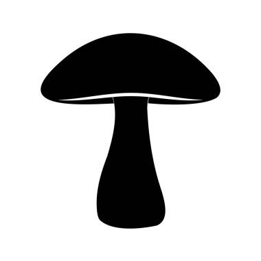 Şapka ve kök tasarımlı basit siyah bir mantar silueti, minimalist mantar tasarımı silüet çizimi