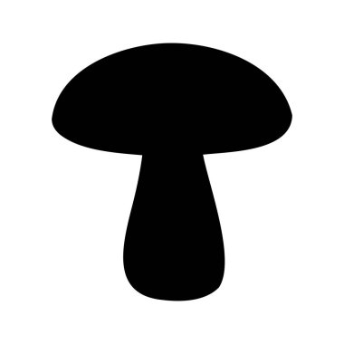 Şekillendirilmiş Siyah Mantar Silüeti İllüstrasyonu, Beyaz Arkaplana Karşı Basit Aşçılık Simgesi, Mantar Üst Görünüm Silüet Vektör Çizimi