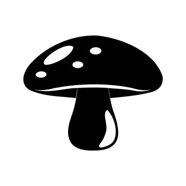 Beyaz arkaplandaki mantar kapaklı siluet vektör illüstrasyonunun basit, tek renkli, stilize edilmiş bir çizimi