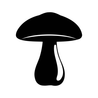 Minimalist siyah ve beyaz mantar vektör sanat çizimi, basit bir grafik, solungaçlı mantar görünür siluet vektör çizimi